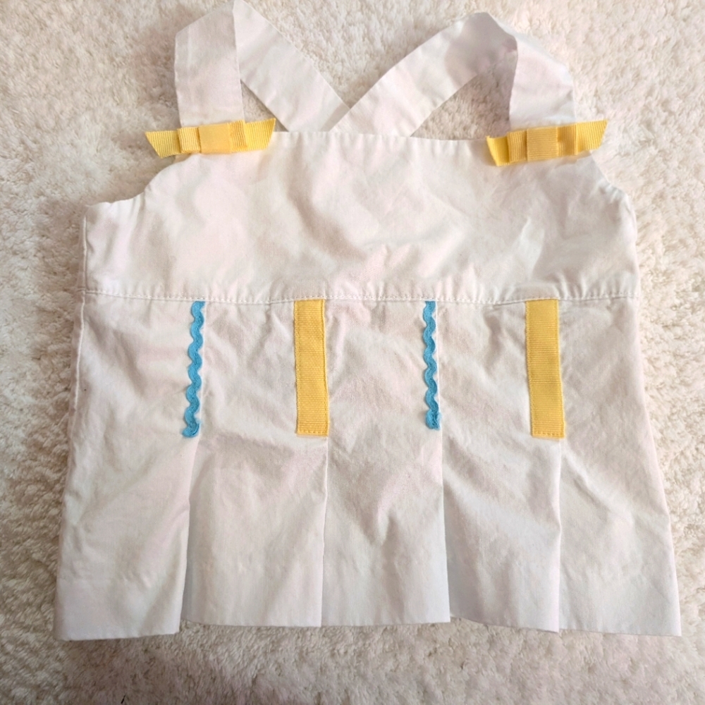💛 Hartstrings White Sleeveless Blouse Yellow Blue Grosgrain Ribbon Ricrac 3T